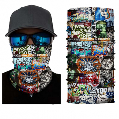 Бандана труба (бафф) "Граффити" красный черный голубой