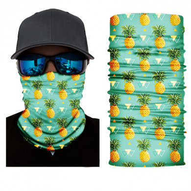 Бандана труба (бафф) зеленая "Ананасы"