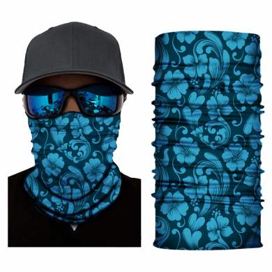 Бандана труба (бафф) "Голубые цветы"