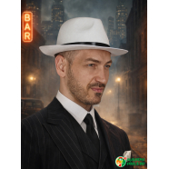 Шляпа гангстерская Белая "Гангстер мафиози" фетр