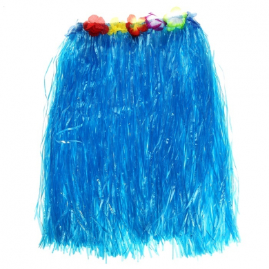 Гавайская юбка длинная 60 см, цвет синий голубой