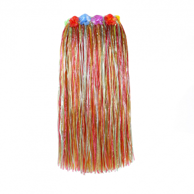 Гавайская юбка длинная разноцветная с цветочками, 80 см