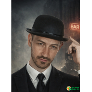 Шляпа "Котелок" черная фетровая карнавальная взрослая, размер 58