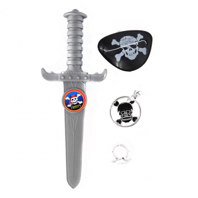 Набор пирата, карнавальный, детский,  4 предмета: кинжал, наглазник, клипса, кольцо