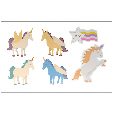 Татуировки временные переводные "Единорог радуга звезда" тату для девочек 10,5 x 6см