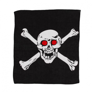 Бандана байкера "Пиратский Череп Веселый Роджер" черно бело красная байкерская 55 х 55 см
