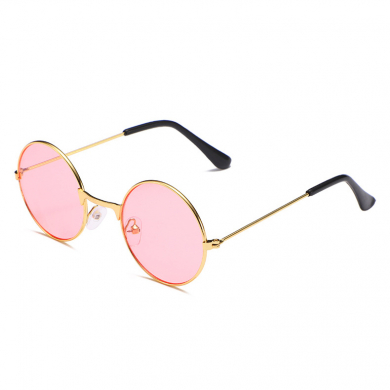 Очки круглые Джона Леннона розовые взрослые, имиджевые, для селфи, солнцезащитные