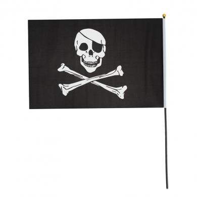Флаг пиратский черный "Веселый Роджер" пират с повязкой, 14*21 см