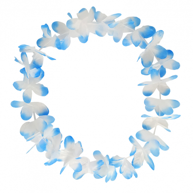 Ожерелье гавайское "Двухцветное", цвет бело-синий-голубой