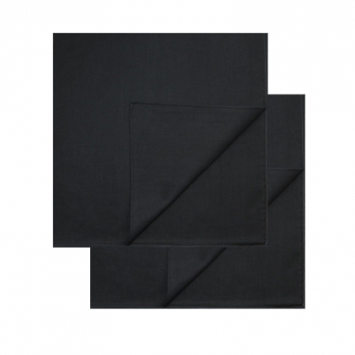 Бандана, повязка на голову, хлопковая однотонная, цвет черный  (Набор 2 шт.)