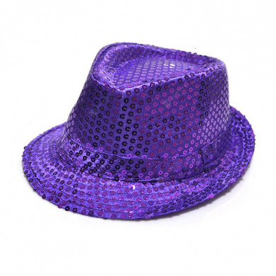 Карнавальная шляпа блестящая с пайетками "Диско", цвет фиолетовый
