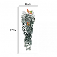 Татуировка на всю руку "Готика рыбка череп", размер 14,8 x 42 см