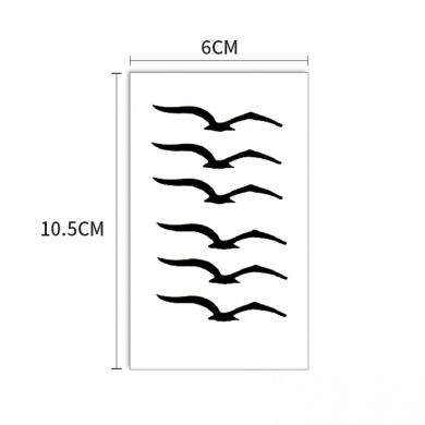 Татуировка "Птицы черные", размер 6 x 10,5 см