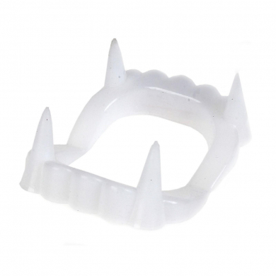 Вставная челюсть зубы вампирские вставные "Клыки вампира накладные Хэллоуин" пластиковые белые