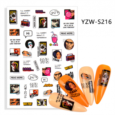 Наклейки для маникюра,слайдеры для ногтей "Комикс"