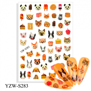 Наклейки для маникюра ,слайдеры для ногтей  "Зверята и сладости"