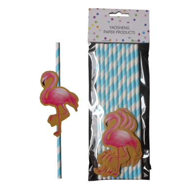 Трубочки гавайские "Фламинго на ножке" для коктейля (Набор 10 шт.)