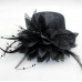 Шляпка на заколке карнавальная "Цветок с перьями", 13 см, цвет черный