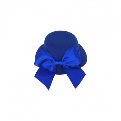 Шляпка цилиндр карнавальная с бантом на заколке, 13 см, цвет синий