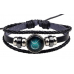 Браслет гороскоп плетенный кожаный женский, мужской зодиак "Бирюзовый Телец"