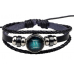 Браслет гороскоп плетенный кожаный женский, мужской зодиак "Бирюзовые Близнецы"
