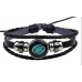 Браслет гороскоп плетенный кожаный женский, мужской зодиак "Бирюзовый Рак"