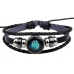 Браслет гороскоп плетенный кожаный женский, мужской зодиак "Бирюзовая Дева"