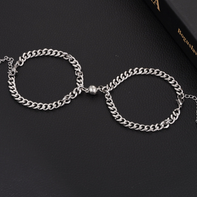 Браслеты стальные парные с магнитом