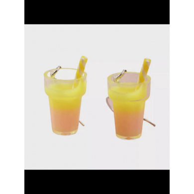 Серьги женские взрослые детские "Коктейль", цвет желто-розовый