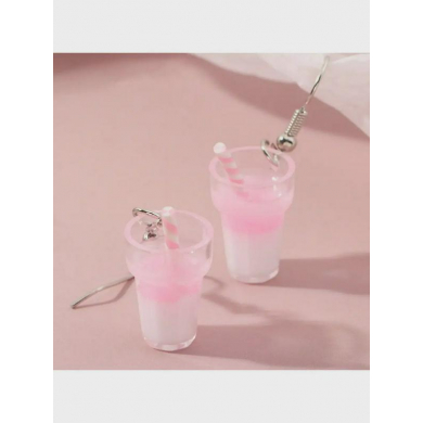 Серьги женские взрослые детские "Коктейль", цвет розово-белый
