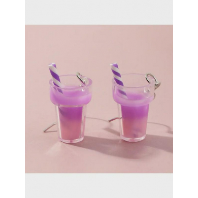 Серьги женские взрослые детские "Коктейль", цвет фиолетово-розовый