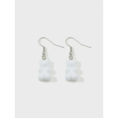 Серьги женские взрослые детские "Мармеладный мишка", цвет белый