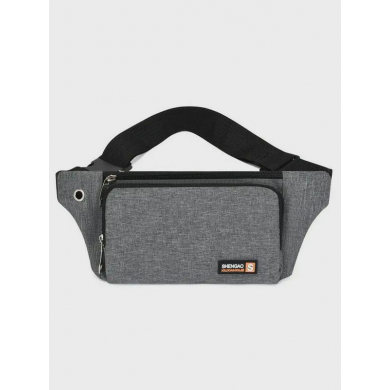 Сумка мужская женская "Строгий стиль" на пояс, на плечо, с отверстием для наушников, цвет серый