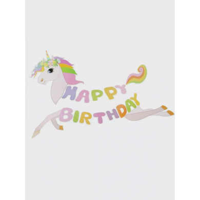 Гирлянда с единорогом "Happy Birthday" на день рождения