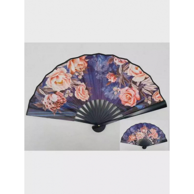 Веер "Цветочный мотив", цвет синий, 26,5 см аксессуар для  танцев, для фотосессии, спектаклей,