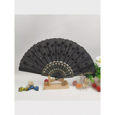 Веер "Цыганка", цвет черный, 23 см аксессуар для  танцев, для фотосессии, спектаклей,