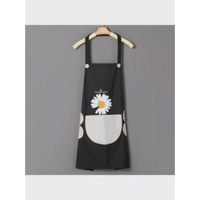 Фартук "Ромашка" с боковым полотенцем водонепроницаемый, маслостойкий, цвет черный