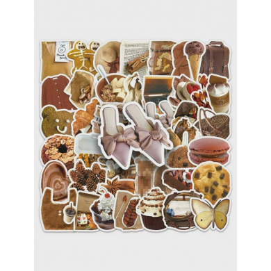 Набор виниловых наклеек "Сладкий ноябрь", Наклейки на телефон, ноутбук, чехол, для скрапбукинга, интерьерные наклейки 50 штук в наборе