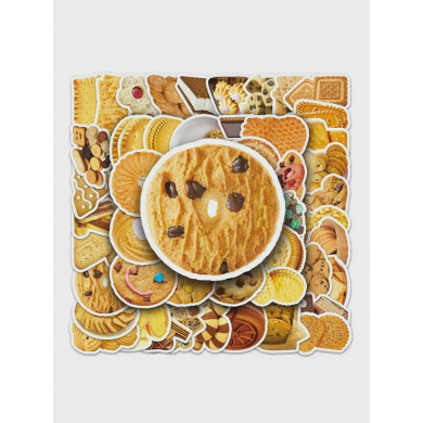 Набор виниловых наклеек "Ароматные печеньки", Наклейки на телефон,ноутбук,чехол, на тетрадь, для скрапбукинга, интерьерные наклейки 50 штук в наборе