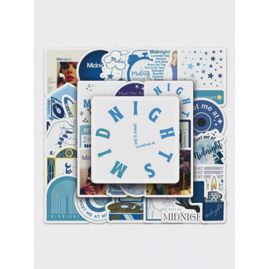 Набор виниловых наклеек "Полночь". Наклейки на телефон,ноутбук,чехол, на тетрадь, для скрапбукинга, интерьерные наклейки 50 штук в наборе
