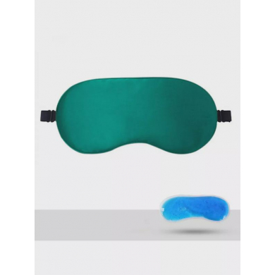 Маска для сна шелковая гелевая с эффектом охлаждения и нагрева, цвет зеленый