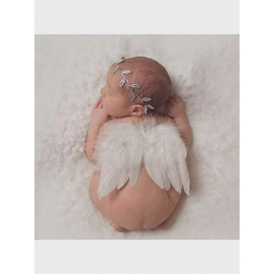 Крылья ангела с серебристым ободком для новорожденных, младенцев, детей, цвет белый