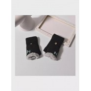 Перчатки митенки трикотажные зимние с утеплителем, цвет черный