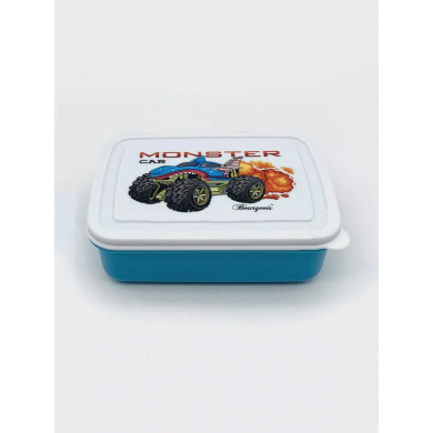 Ланчбокс "Злая машинка" для детей со съемной перегородкой, объем 450 мл, размер 15,1x10,6x4,8 см, цвет голубой