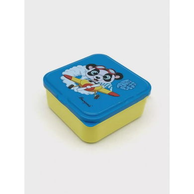 Ланчбокс "Панда-летчик" для детей, объем 500 мл, размер 12x12x5,5 см, цвет голубой