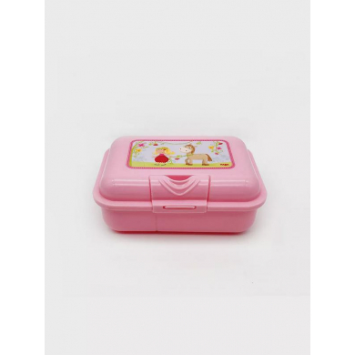 Ланчбокс "Девочка и ослик" для детей с двумя отделениями, объем 750 мл, размер 17,8x13x7 см, цвет розовый
