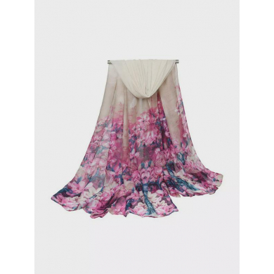 Шарф женский "Цветочный" из хлопка, 180x90 см, цвет бежевый