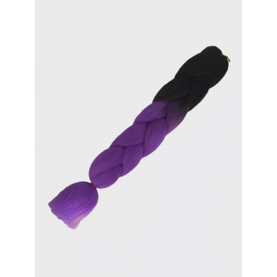 Канекалон коса 60 см, омбре из черного в теплый фиолетовый