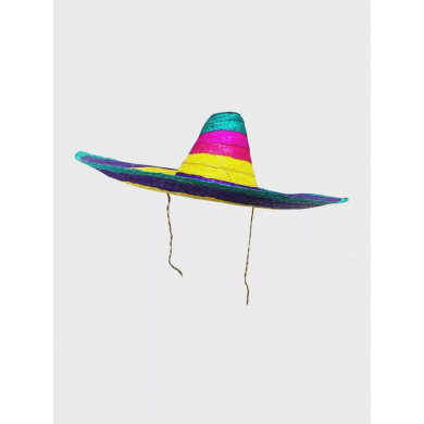 Сомбреро мексиканская шляпа соломенная карнавальная гавайская конусная цветная, диаметр 53 см