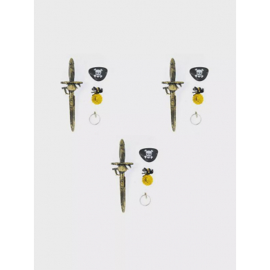 Набор пирата, карнавальный, детский,  4 предмета: кинжал, наглазник, клипса, медальон, набор 3 шт